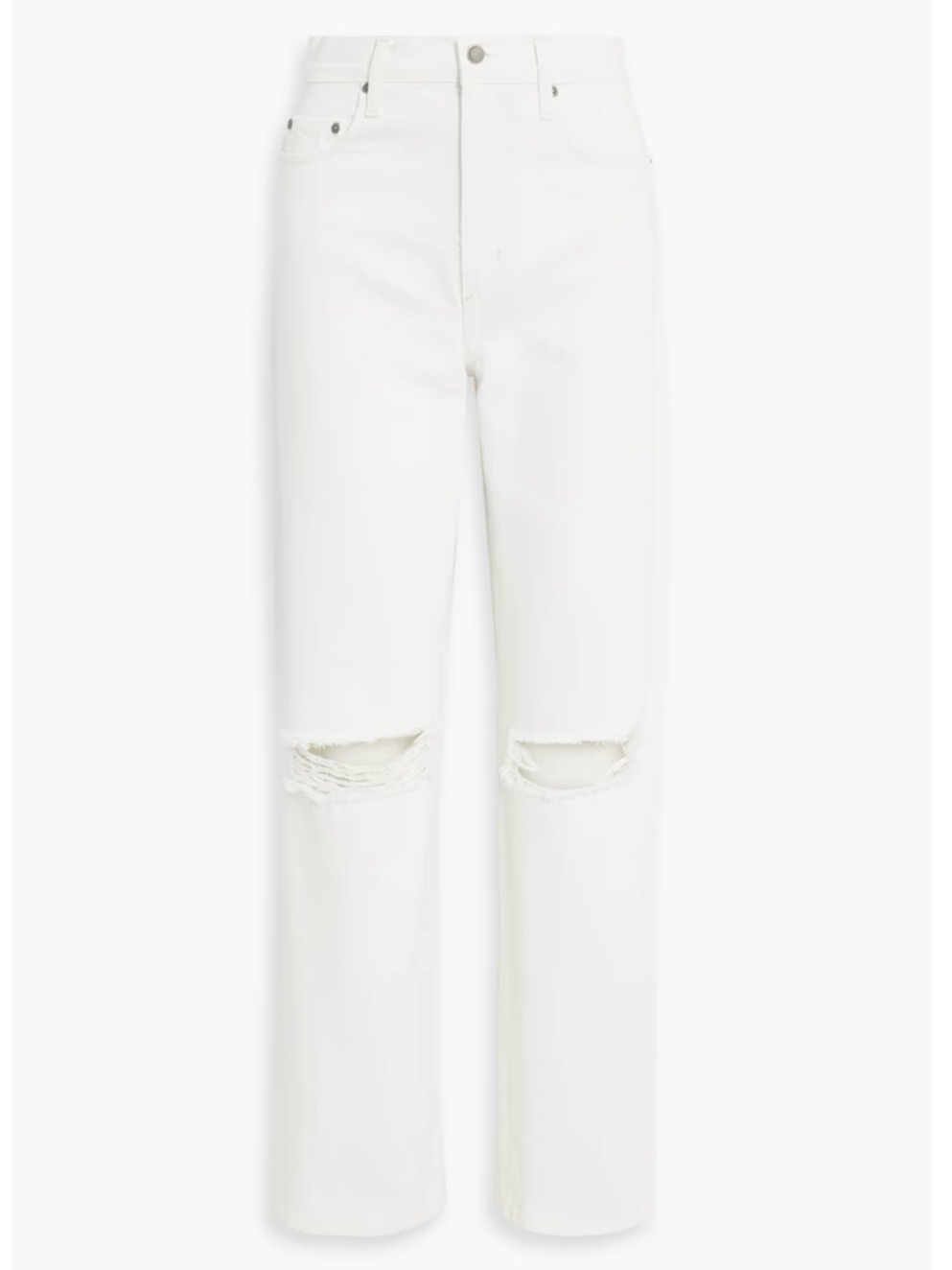 Nobody Denim Off-White Straight-Leg Ripped Jeans — image 3 of 8